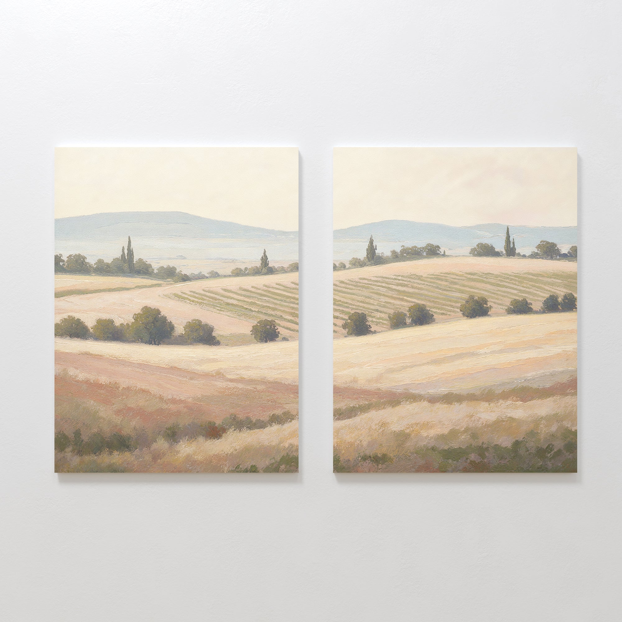 Whispers of the Harvest – Set of 2 Canvas Prints set of 2 – green vintage canvas wall art by Aspire Prints