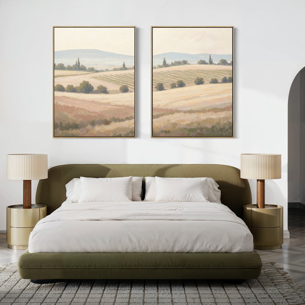 Whispers of the Harvest – Set of 2 Canvas Prints set of 2 – green vintage canvas wall art by Aspire Prints