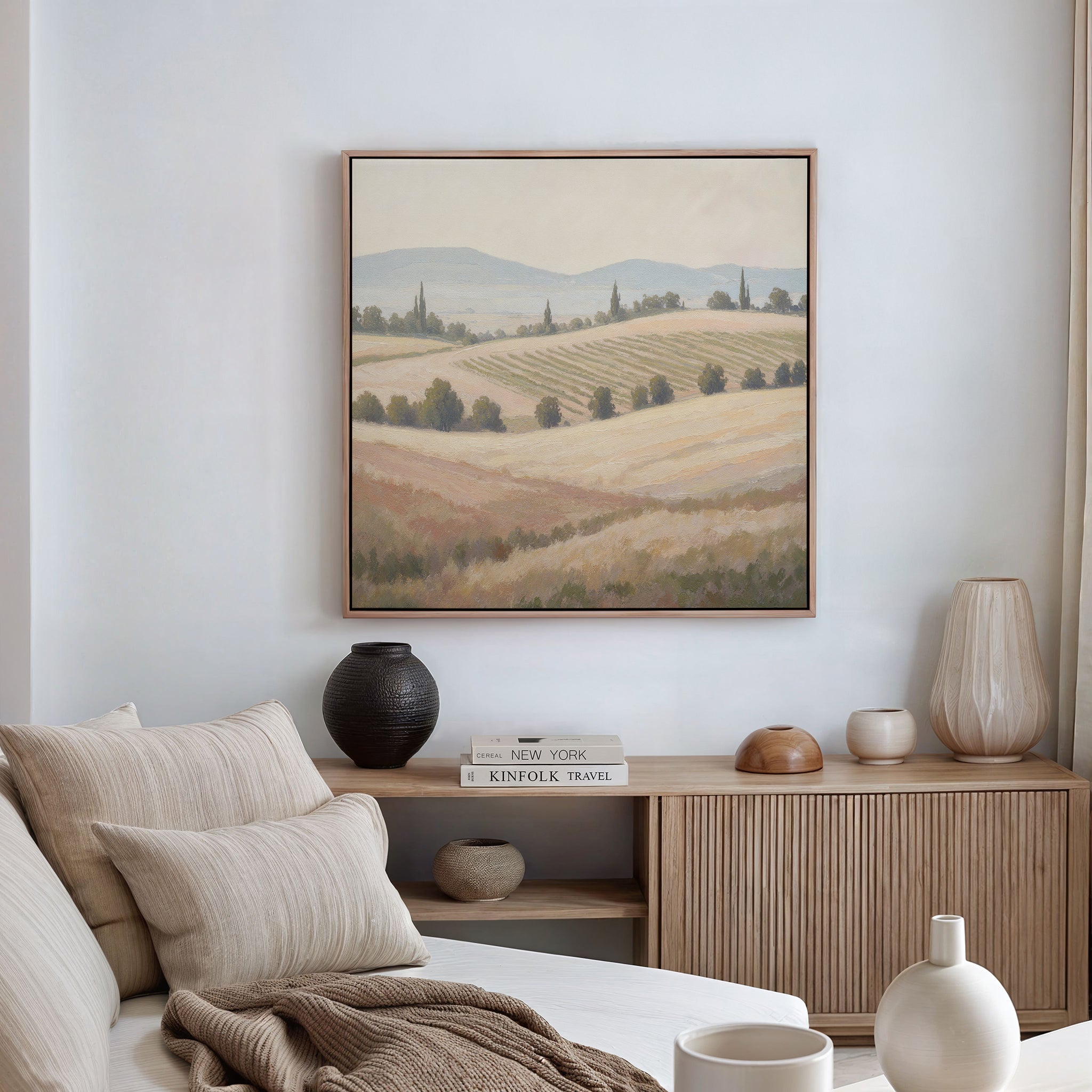 Amber Harvest Hush – green vintage canvas wall art print by Aspire Prints
