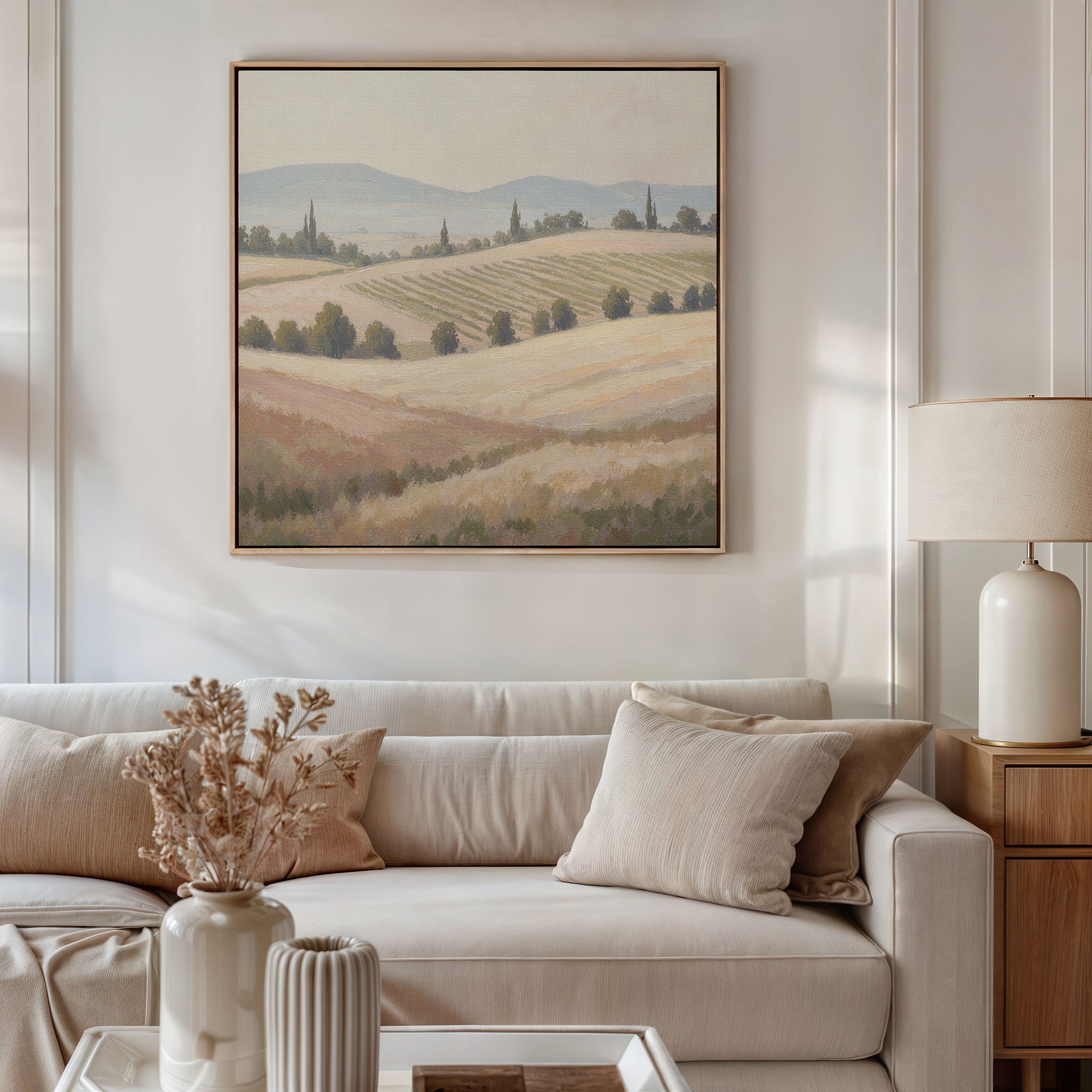 Amber Harvest Hush – green vintage canvas wall art print by Aspire Prints