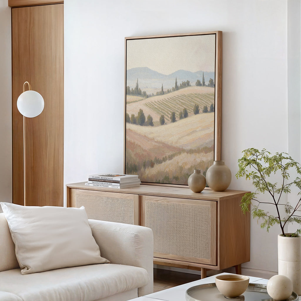 Whispering Harvest at Golden Light – green vintage canvas wall art print by Aspire Prints