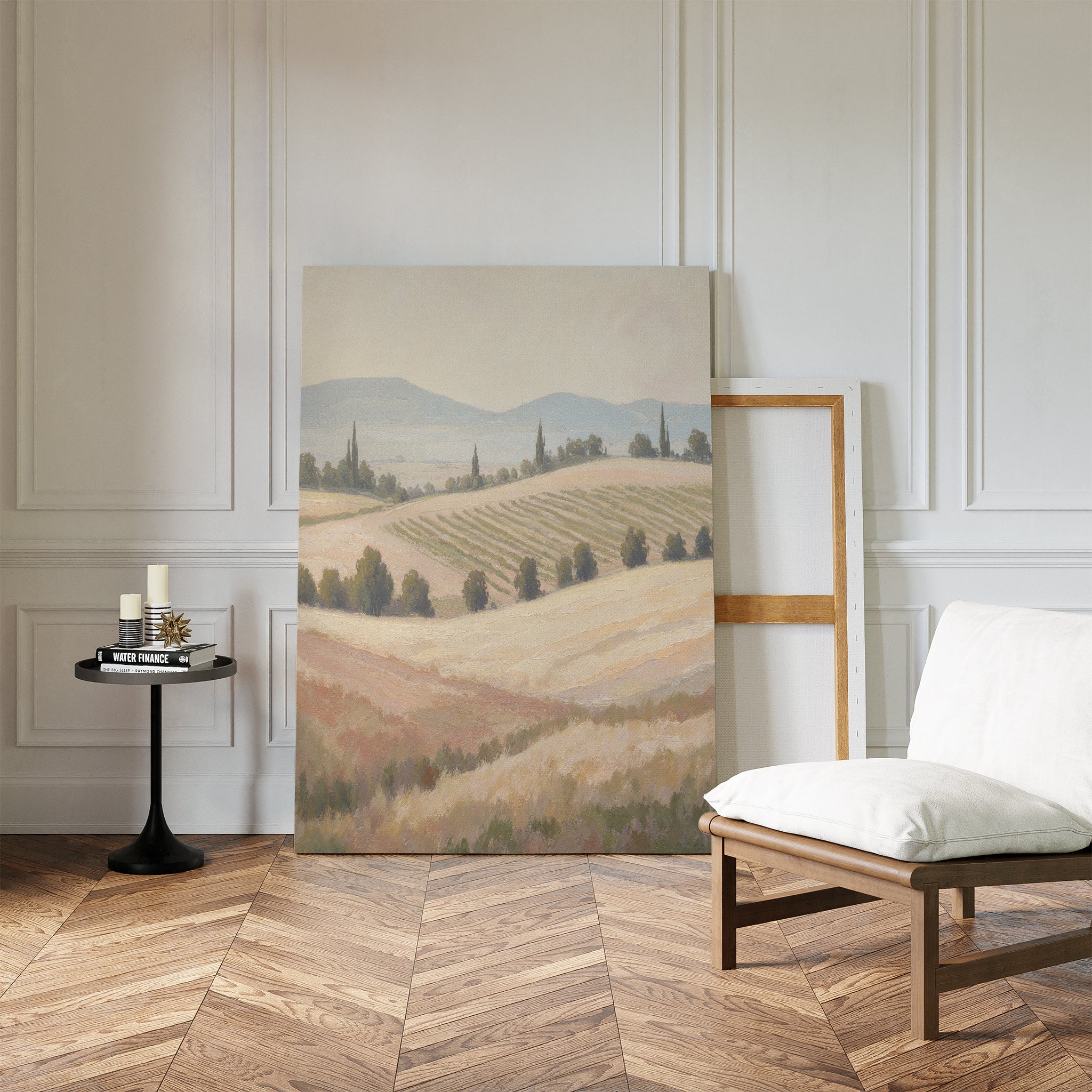 Whispering Harvest at Golden Light – green vintage canvas wall art print by Aspire Prints