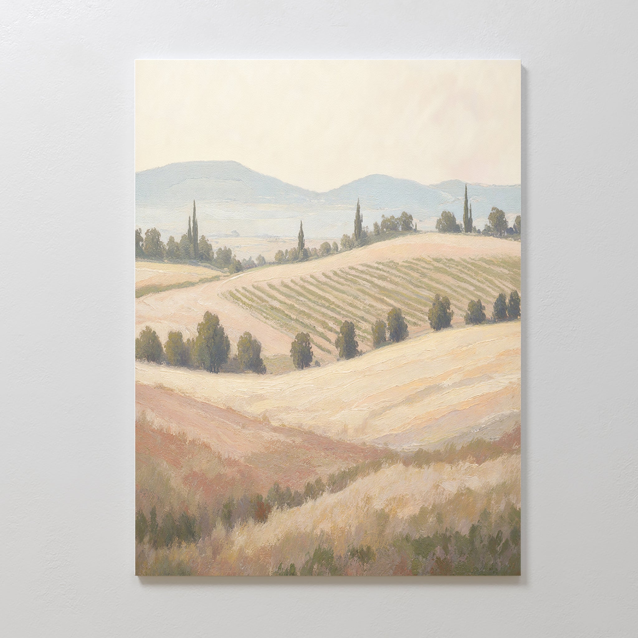 Whispering Harvest at Golden Light – green vintage canvas wall art print by Aspire Prints