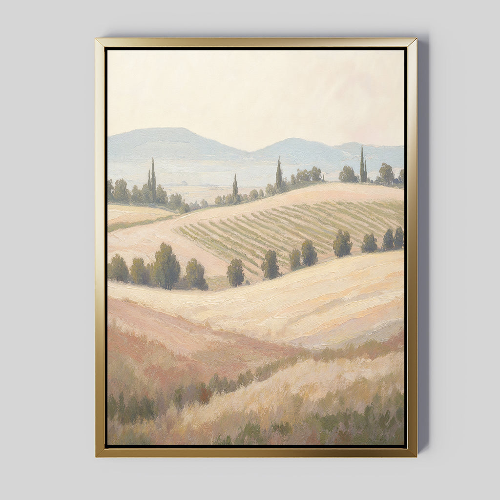 Whispering Harvest at Golden Light – green vintage canvas wall art print by Aspire Prints