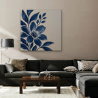 Indigo Bloom Canvas Art - Square – Stretched Canvas Only in room setting