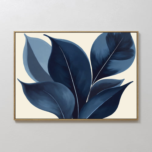 Moonlit Flora – blue botanical canvas wall art print by Aspire Prints