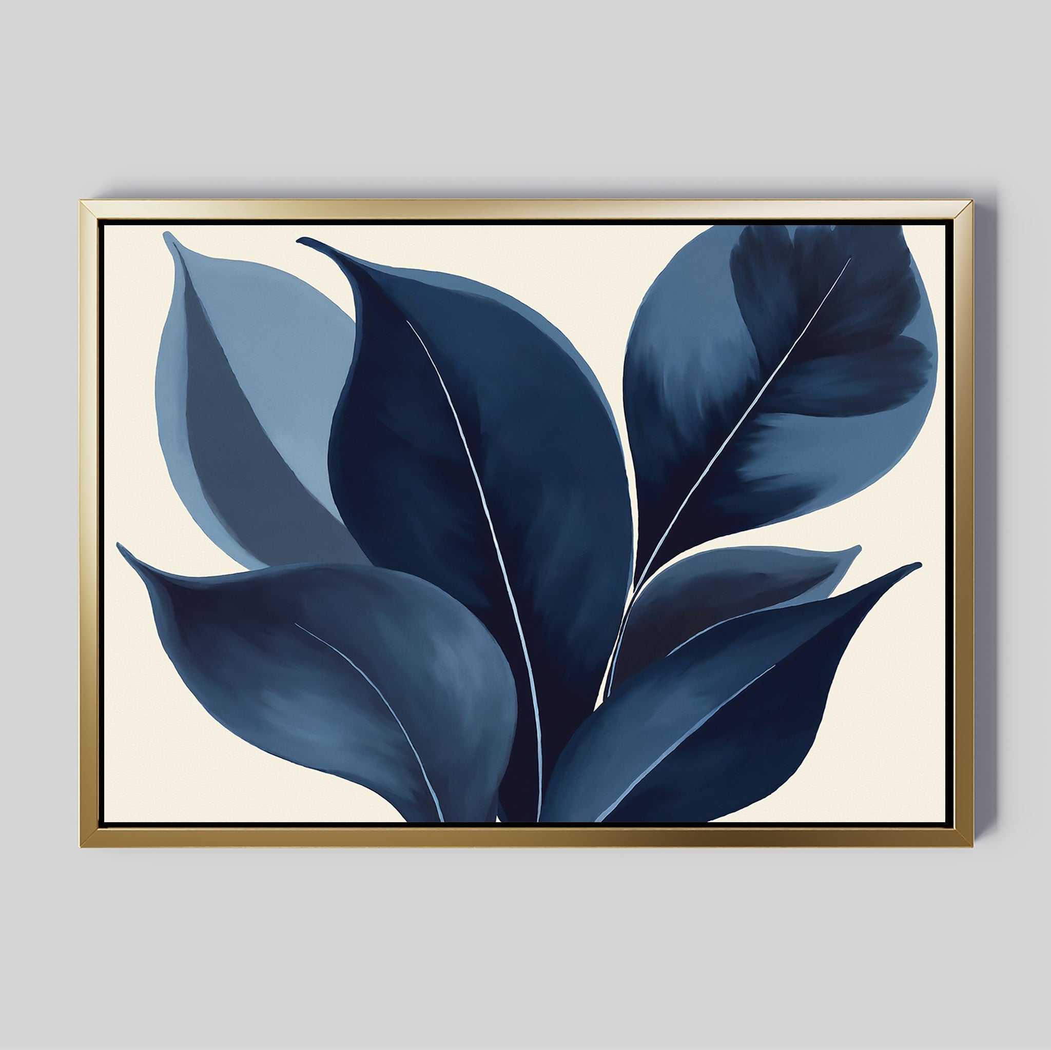 Moonlit Flora – blue botanical canvas wall art print by Aspire Prints