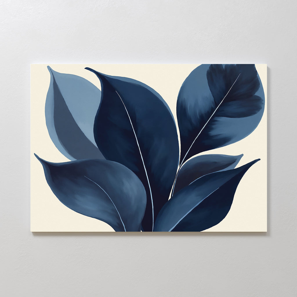 Moonlit Flora – blue botanical canvas wall art print by Aspire Prints