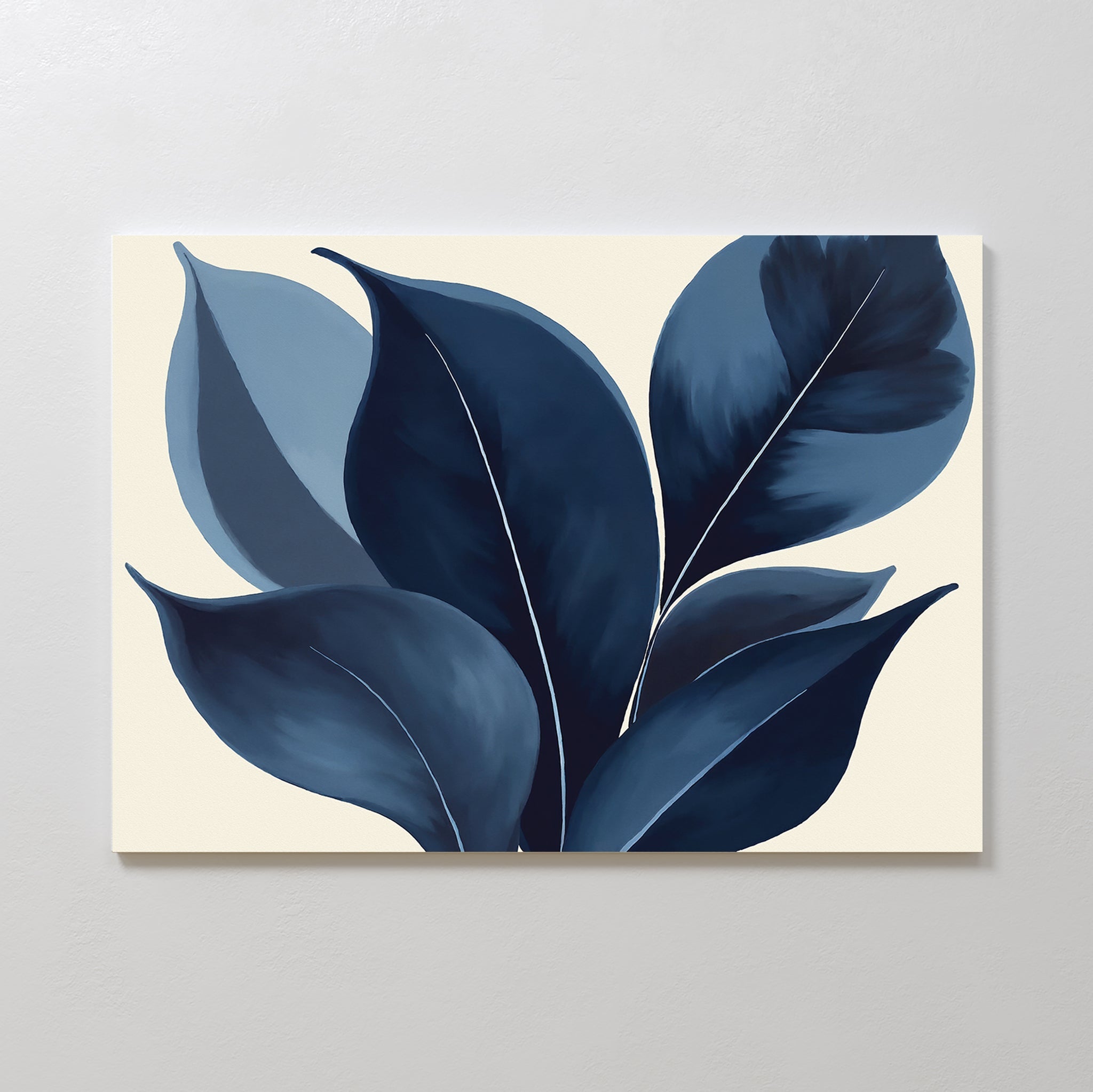 Moonlit Flora – blue botanical canvas wall art print by Aspire Prints