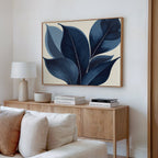Moonlit Flora – blue botanical canvas wall art print by Aspire Prints