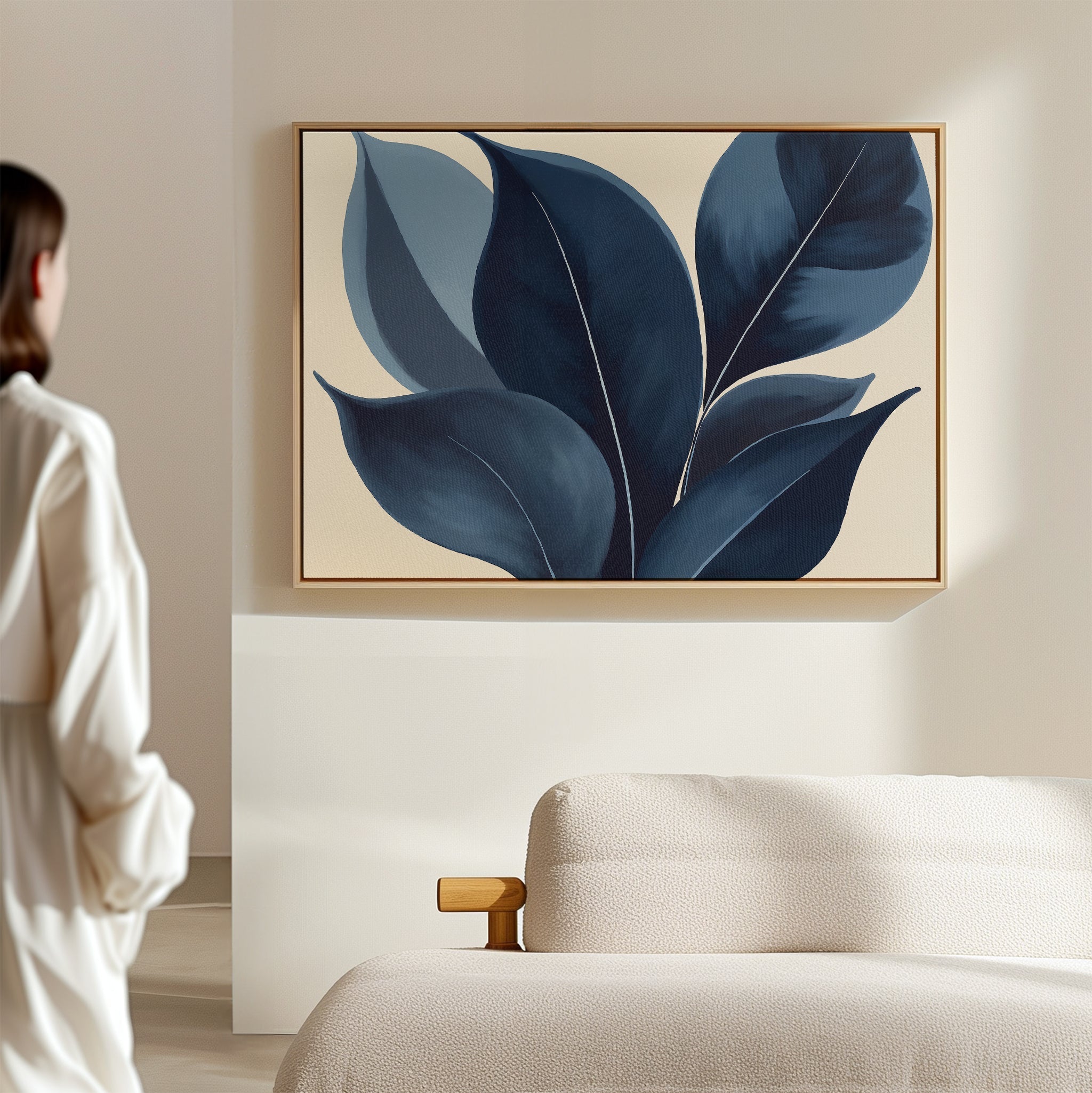 Moonlit Flora – blue botanical canvas wall art print by Aspire Prints