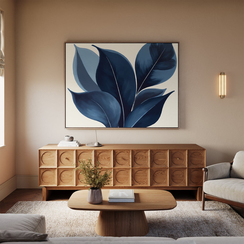 Moonlit Flora – blue botanical canvas wall art print by Aspire Prints