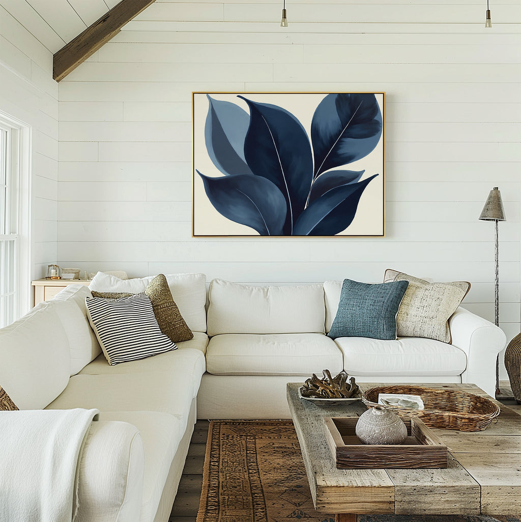 Moonlit Flora – blue botanical canvas wall art print by Aspire Prints