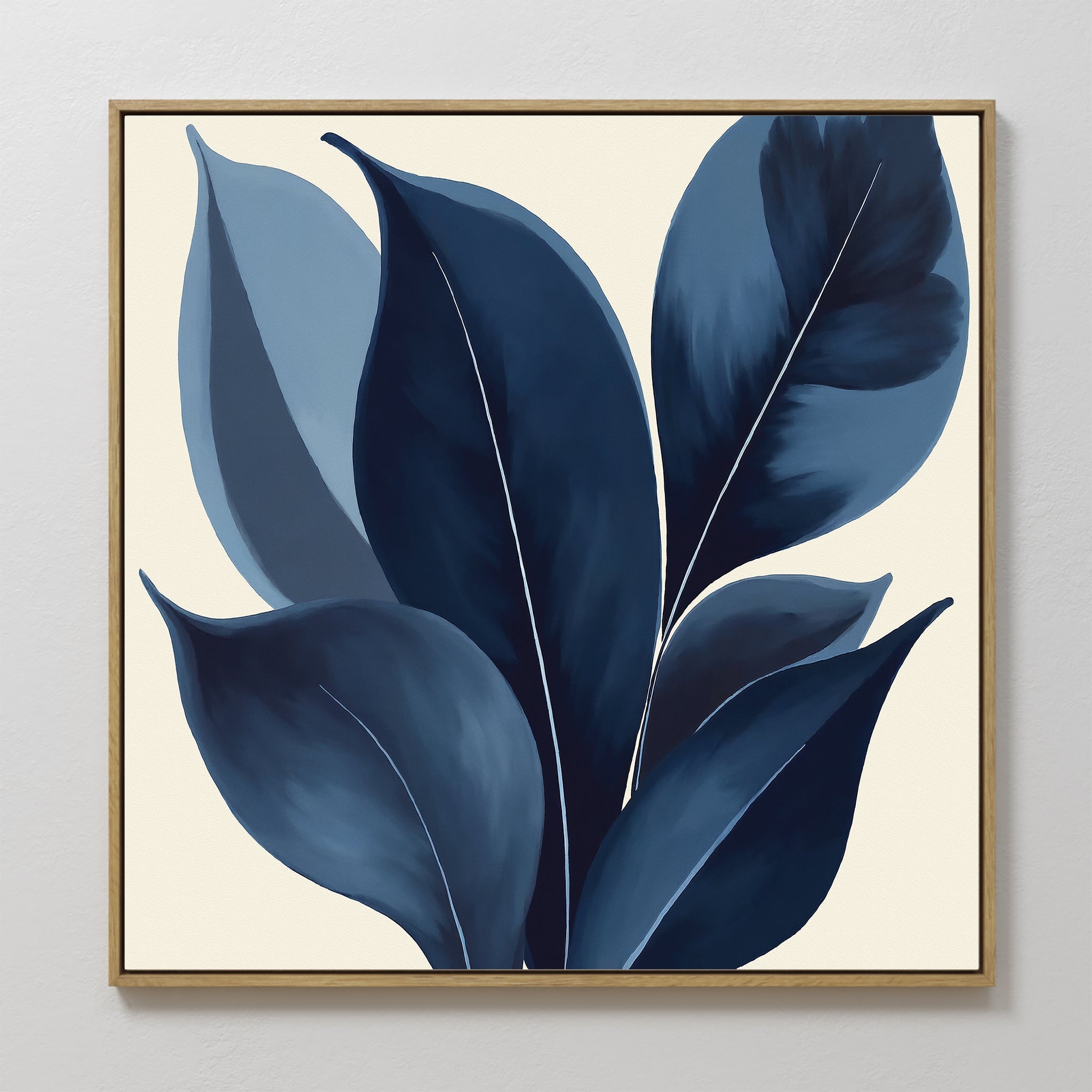 Midnight Botanica – blue botanical canvas wall art print by Aspire Prints