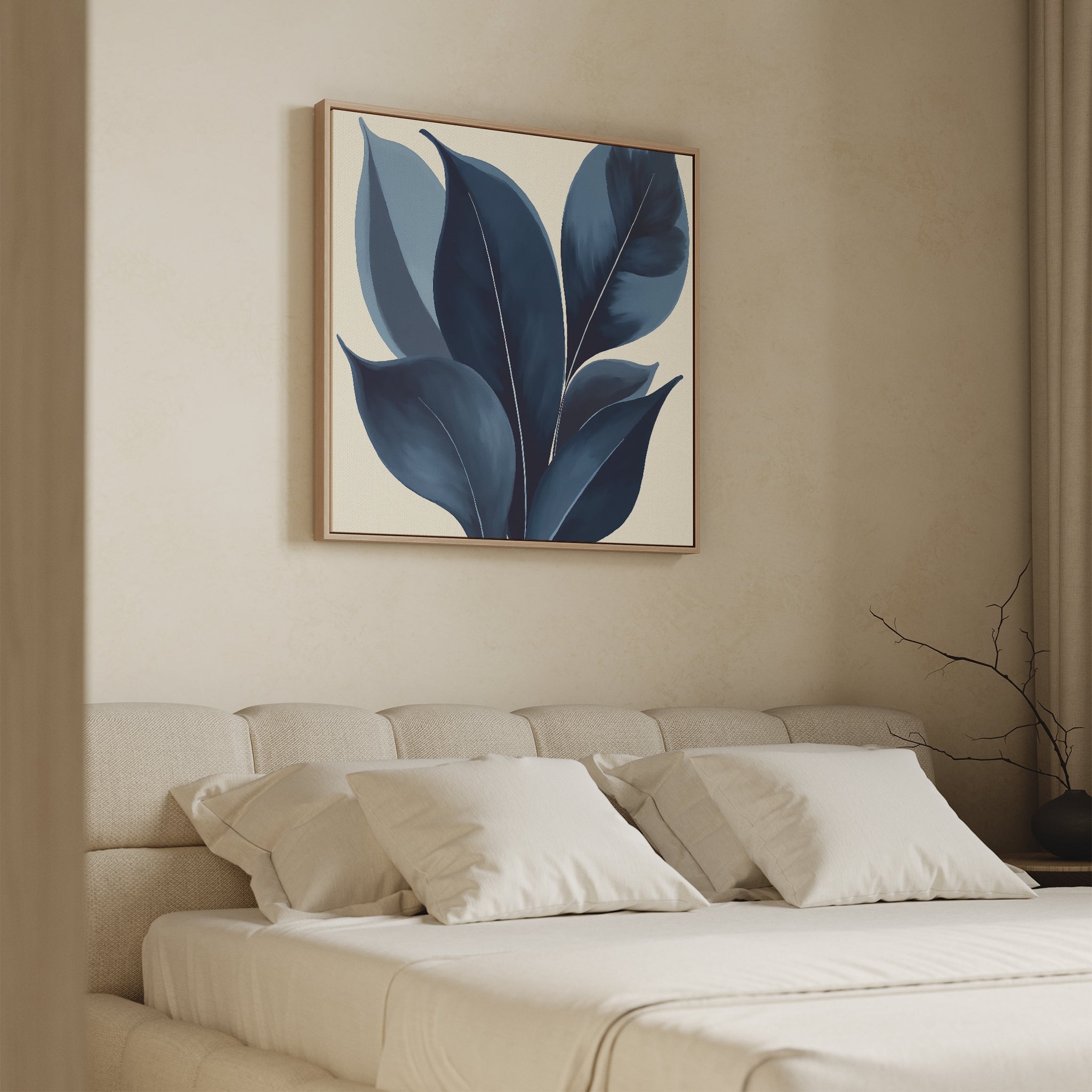 Midnight Botanica – blue botanical canvas wall art print by Aspire Prints