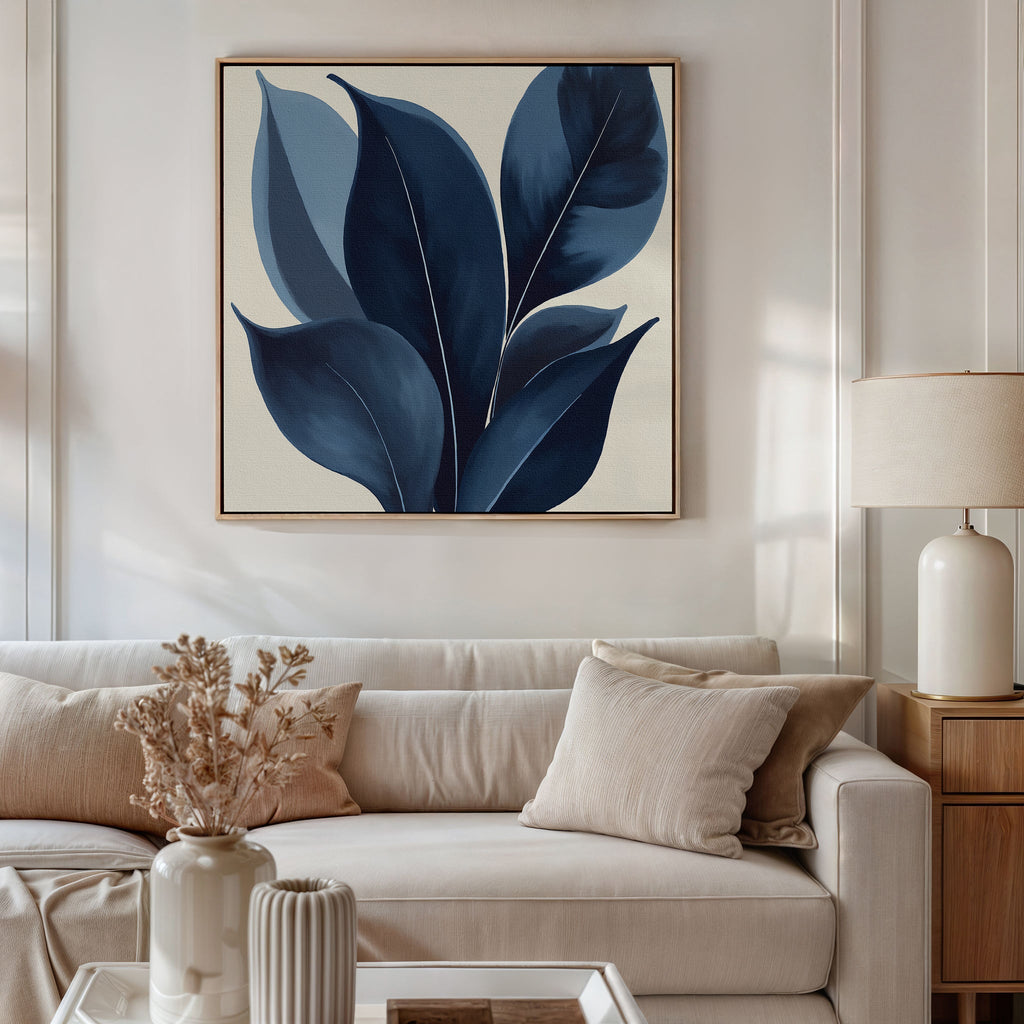 Midnight Botanica – blue botanical canvas wall art print by Aspire Prints