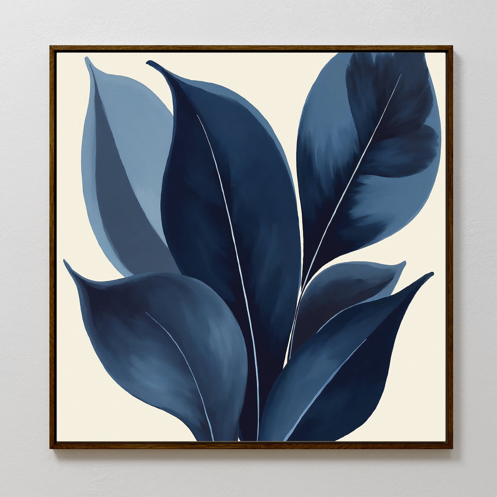 Midnight Botanica – blue botanical canvas wall art print by Aspire Prints