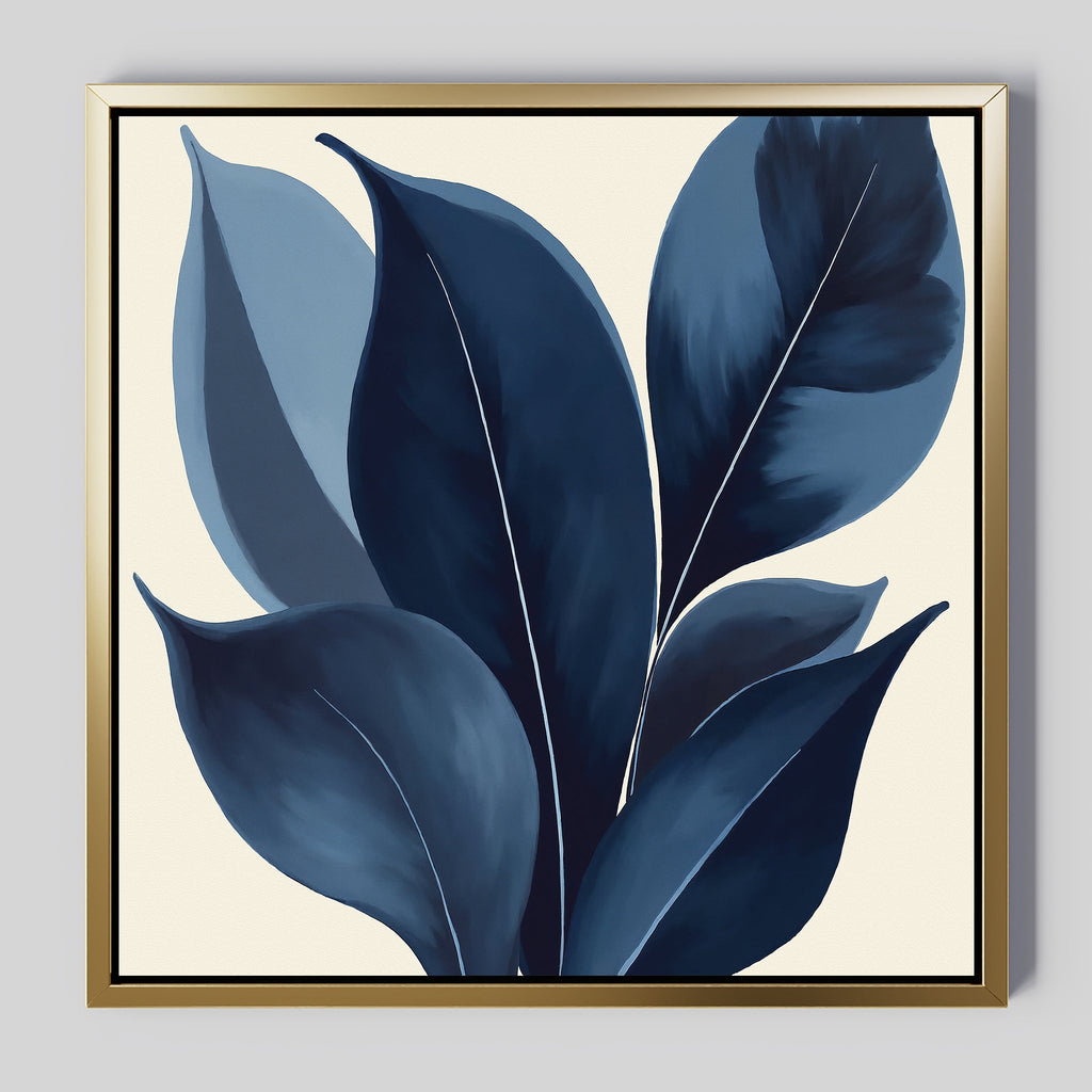 Midnight Botanica – blue botanical canvas wall art print by Aspire Prints