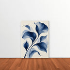 Indigo Watercolor Leaves Canvas Art - Vertical – Stretched Canvas Only in room setting