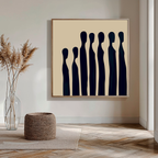 Midnight Silhouettes in Sand – blue abstract canvas wall art print by Aspire Prints