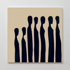 Midnight Silhouettes in Sand – blue abstract canvas wall art print by Aspire Prints
