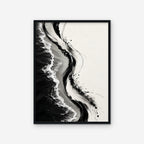 Ink Shoreline Canvas Art - Vertical – Black Floating Frame on white background