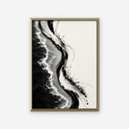 Ink Shoreline Canvas Art - Vertical – Gold Floating Frame on white background