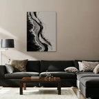 Ink Shoreline Canvas Art - Vertical – Stretched Canvas Only in room setting