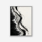 Ink Shoreline Canvas Art - Vertical – White Floating Frame on white background
