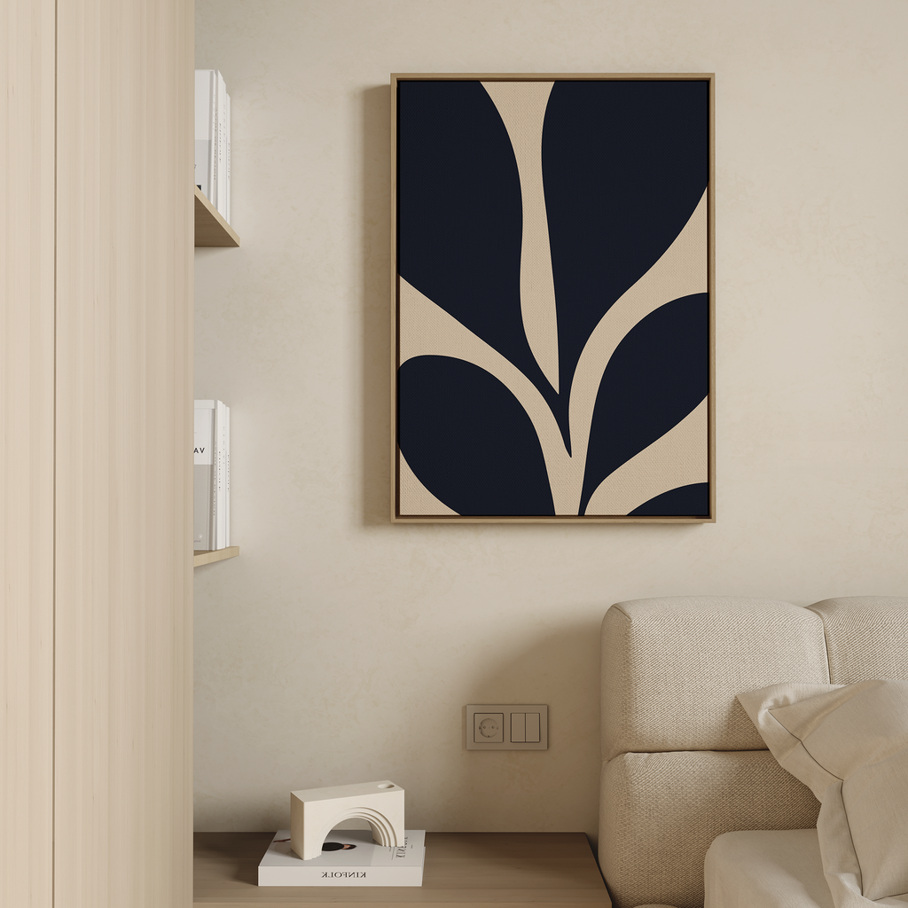 Inkbloom Whisper – blue botanical canvas wall art print by Aspire Prints