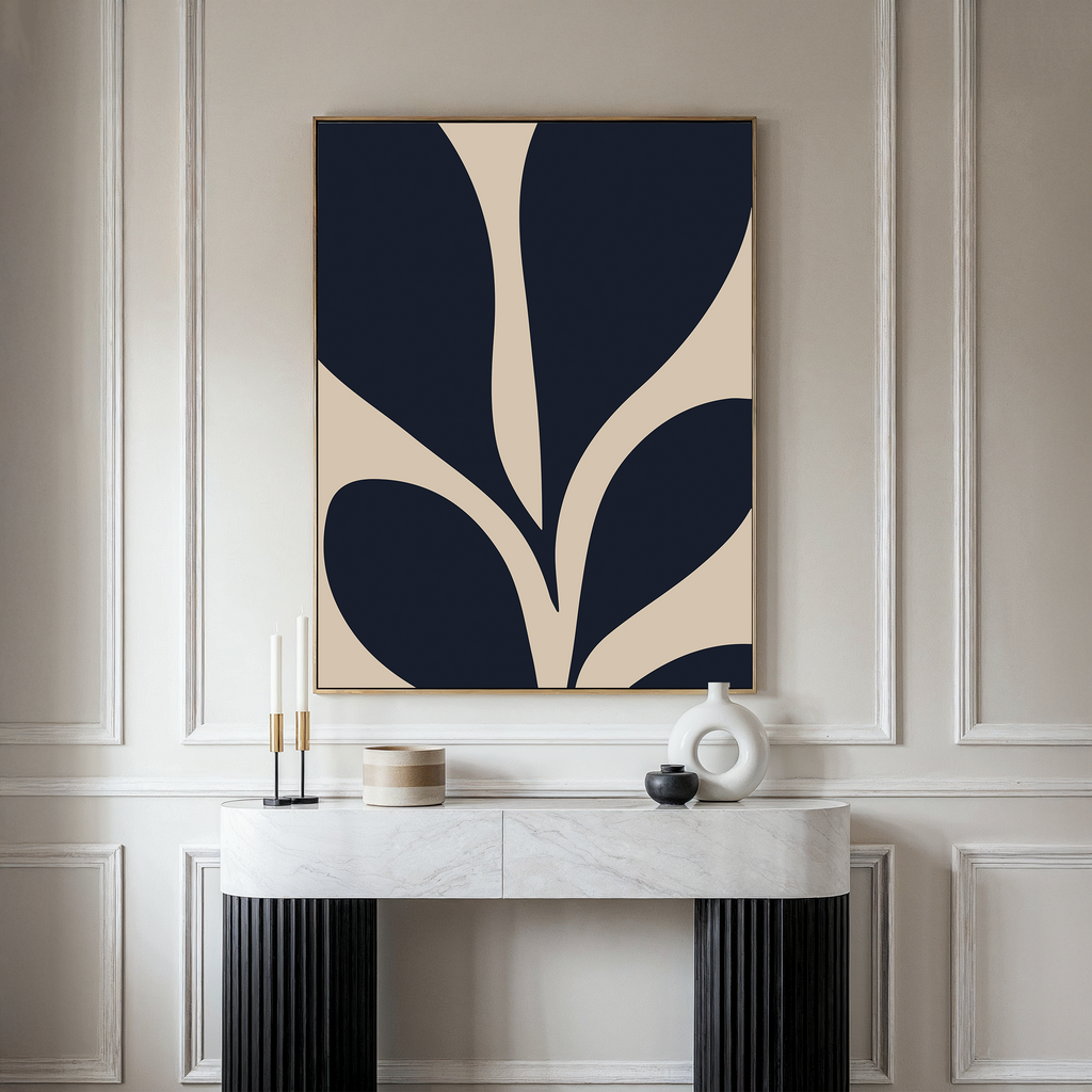 Inkbloom Whisper – blue botanical canvas wall art print by Aspire Prints