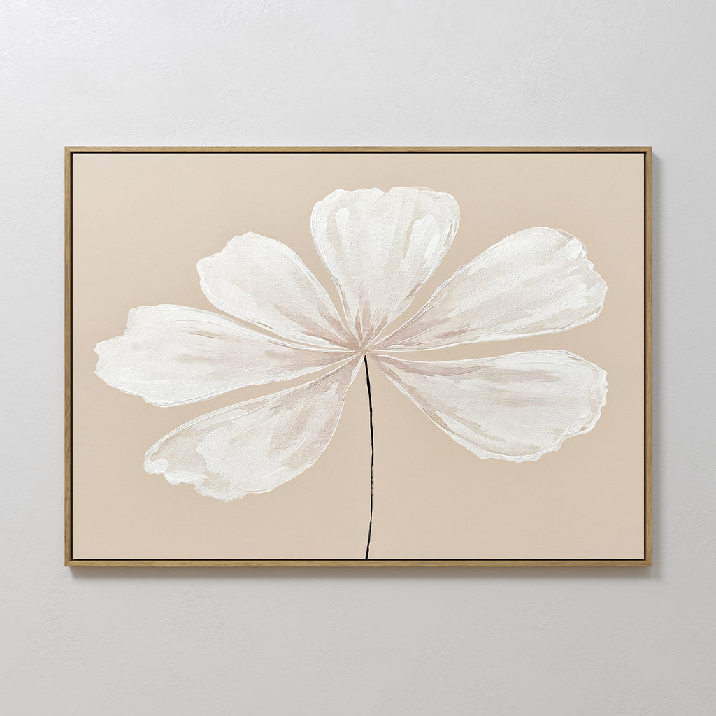 Whisper of Petals – beige and white botanical canvas wall art print by Aspire Prints