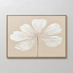 Whisper of Petals – beige and white botanical canvas wall art print by Aspire Prints
