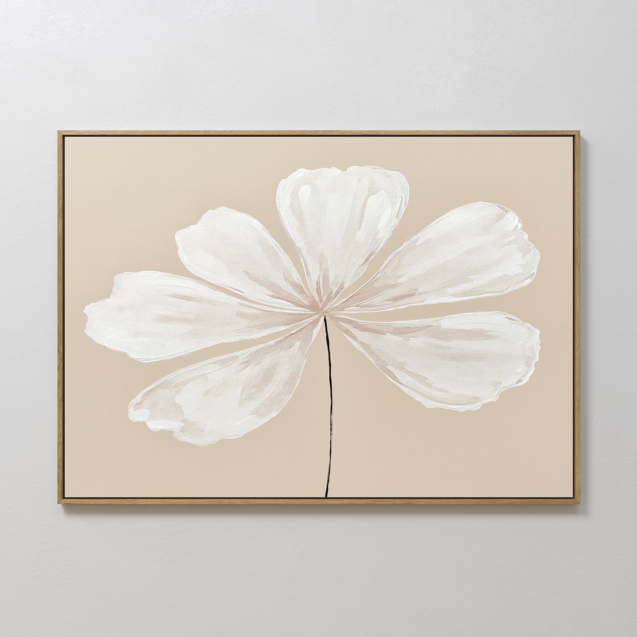 Whisper of Petals – beige and white botanical canvas wall art print by Aspire Prints