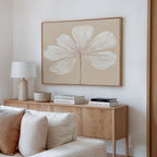 Whisper of Petals – beige and white botanical canvas wall art print by Aspire Prints