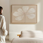 Whisper of Petals – beige and white botanical canvas wall art print by Aspire Prints