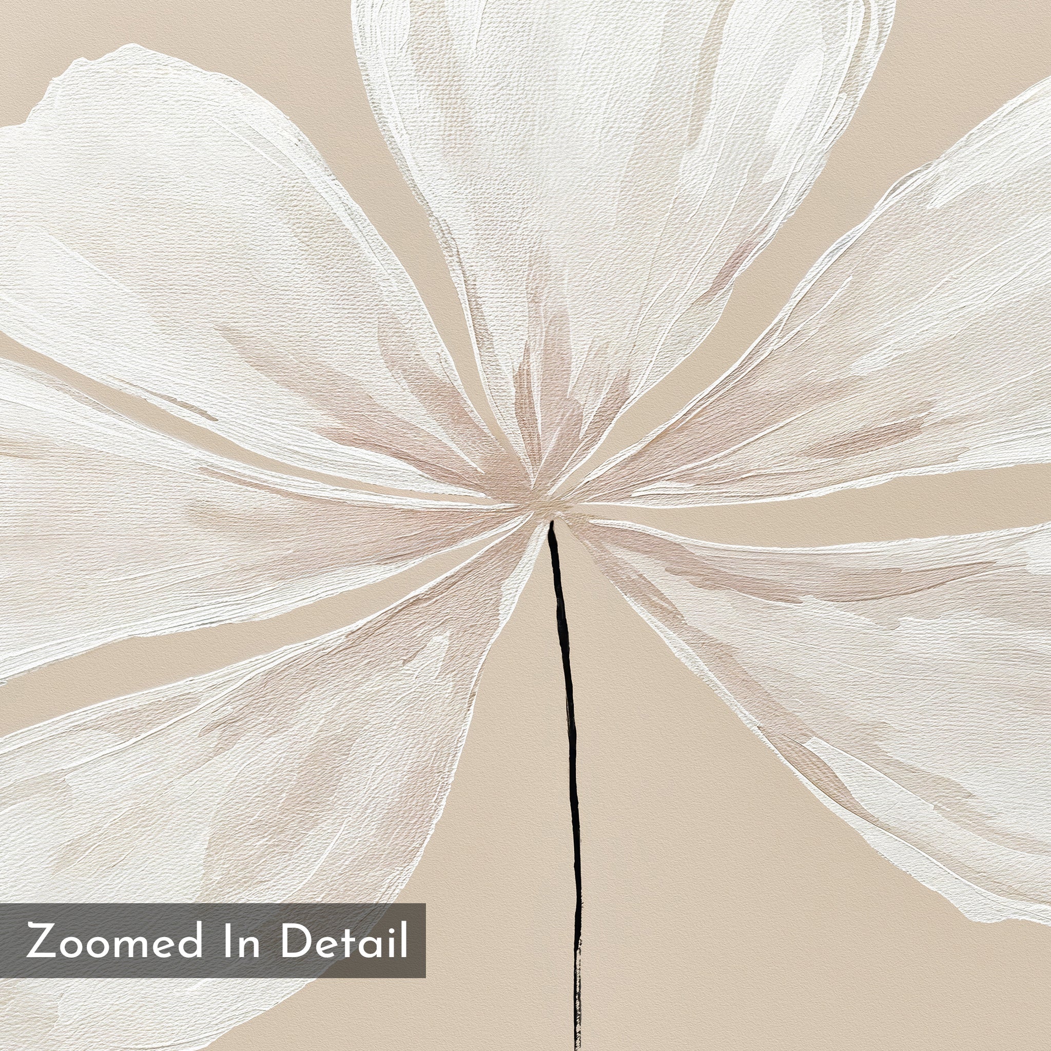 Whisper of Petals – beige and white botanical canvas wall art print by Aspire Prints