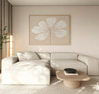 Whisper of Petals – beige and white botanical canvas wall art print by Aspire Prints