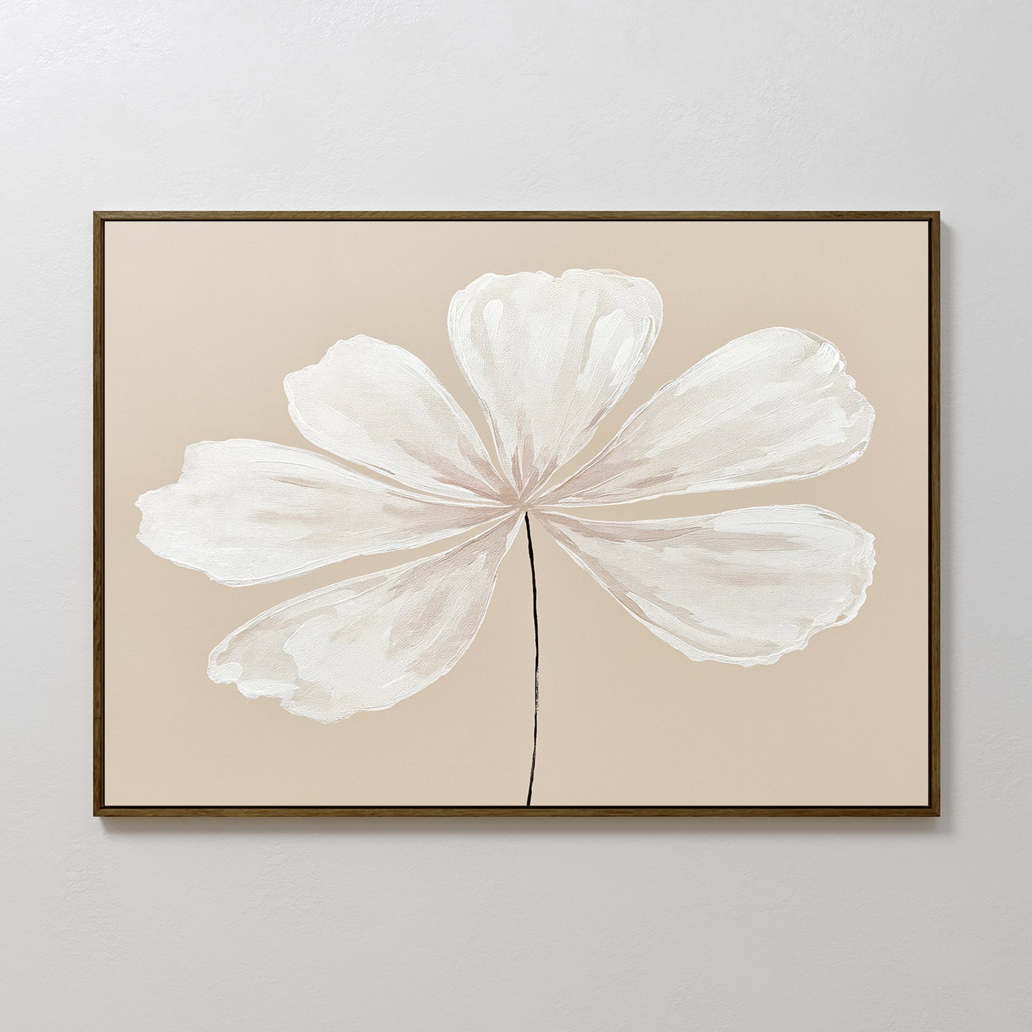 Whisper of Petals – beige and white botanical canvas wall art print by Aspire Prints