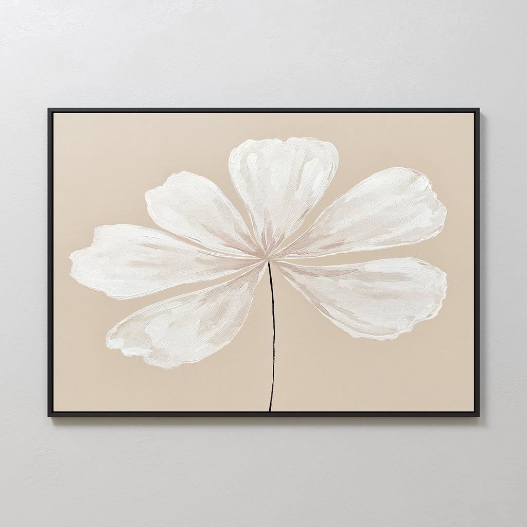 Whisper of Petals – beige and white botanical canvas wall art print by Aspire Prints