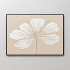 Whisper of Petals – beige and white botanical canvas wall art print by Aspire Prints