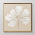 Whisper of Petals – beige and white botanical canvas wall art print by Aspire Prints