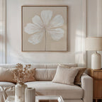 Whisper of Petals – beige and white botanical canvas wall art print by Aspire Prints