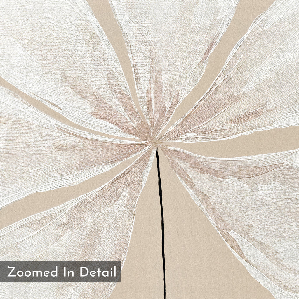 Whisper of Petals – beige and white botanical canvas wall art print by Aspire Prints