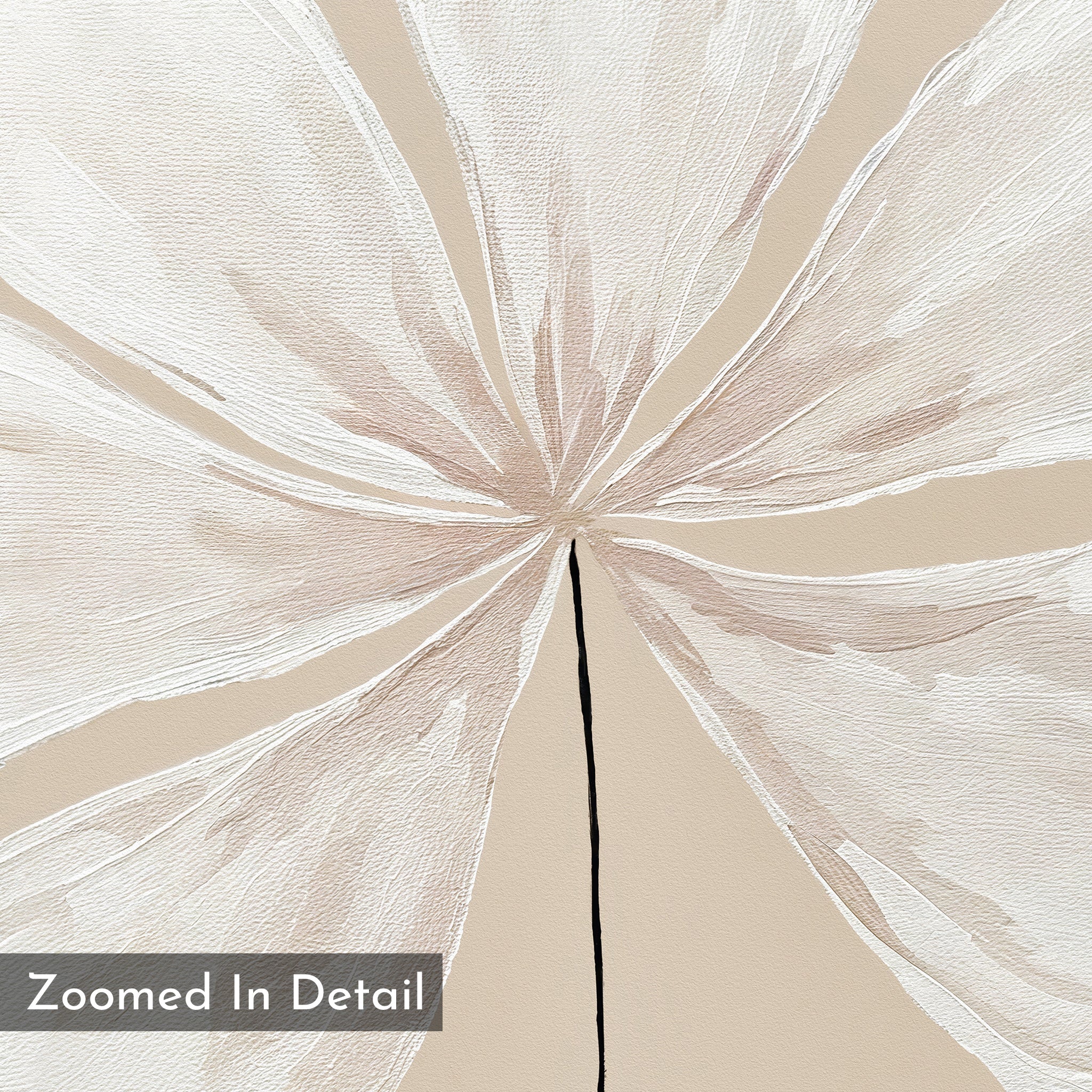 Whisper of Petals – beige and white botanical canvas wall art print by Aspire Prints