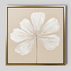Whisper of Petals – beige and white botanical canvas wall art print by Aspire Prints