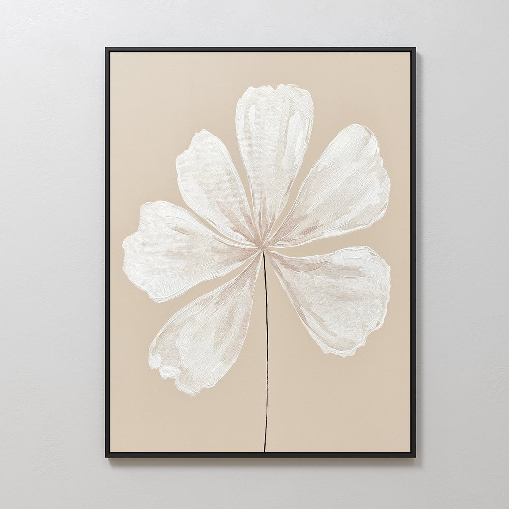 Petals in Quiet Light – beige and white botanical canvas wall art print by Aspire Prints