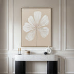 Petals in Quiet Light – beige and white botanical canvas wall art print by Aspire Prints