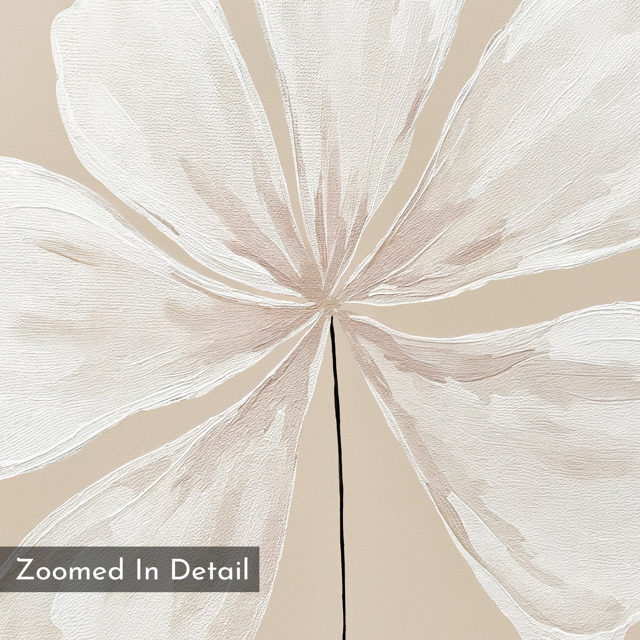 Petals in Quiet Light – beige and white botanical canvas wall art print by Aspire Prints