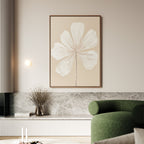 Petals in Quiet Light – beige and white botanical canvas wall art print by Aspire Prints